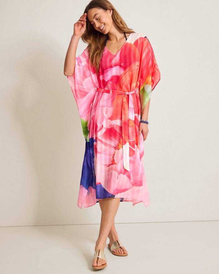 Tommy Bahama Artist Series Belted Caftan Cover Up - Touch Of Pink