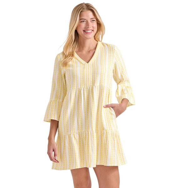 (取寄) トミーバハマ レディース コットン ドビー ティアード ドレス  Bahama women Cotton Dobby Tiered Dress Bright Pineapple Tommy Bahama Cotton Dobby Tiered Dress Cover Up in Bright