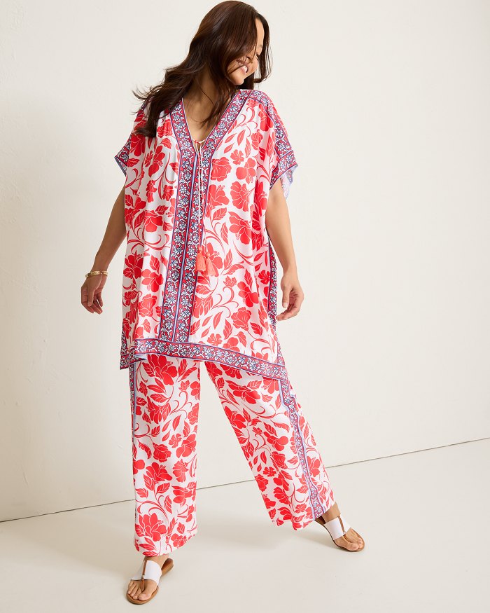 Tommy Bahama Fiori Border Tunic Cover Up - White