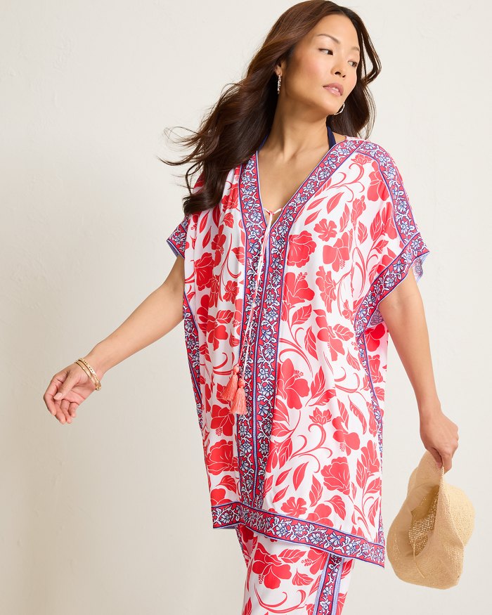 Tommy Bahama Fiori Border Tunic Cover Up - White