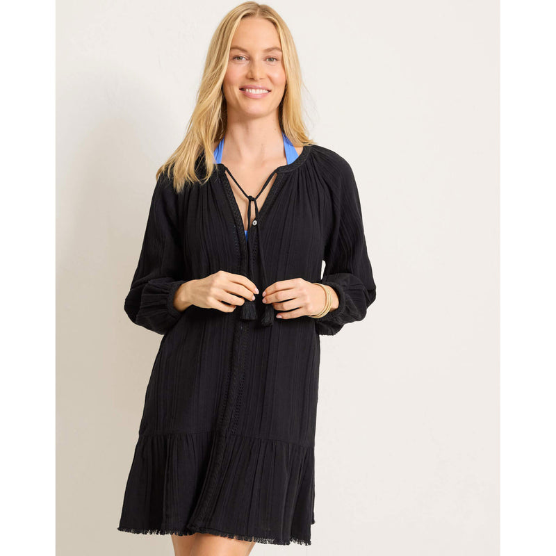 Tommy Bahama Mykonos Textured Button Dress Cover Up - Black