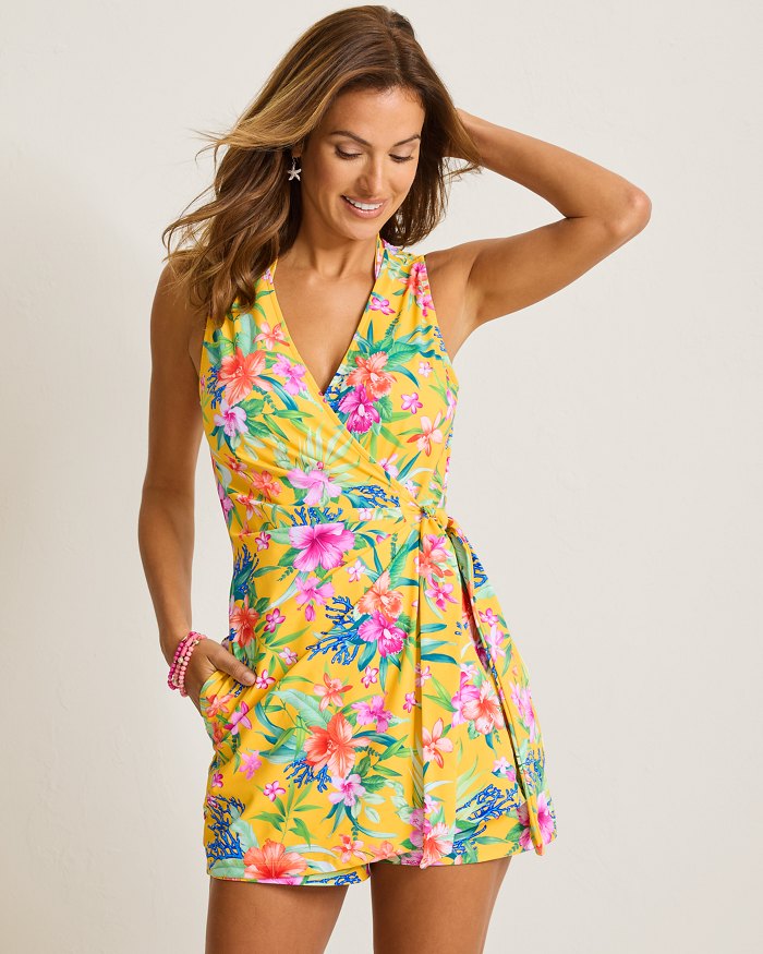Tommy Bahama Isola Vita Wrap Romper Cover Up - Daffodil Daze