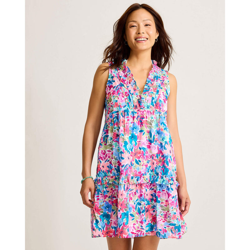 Tommy Bahama Watercolor Floral Tiered Dress Cover Up - Dusty Lupine