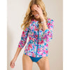 Tommy Bahama Watercolor Floral Front Zip Rashguard Cover Up - Dusty Lupine