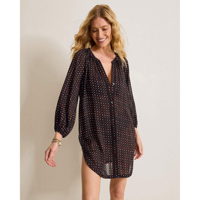 Tommy Bahama Sunset Blooms Tunic Shirt Cover Up - Black