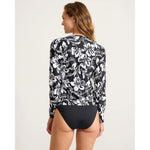Tommy Bahama Sunset Blooms Zip Long Sleeve Rashguard Cover Up - Black