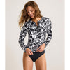 Tommy Bahama Sunset Blooms Zip Long Sleeve Rashguard Cover Up - Black
