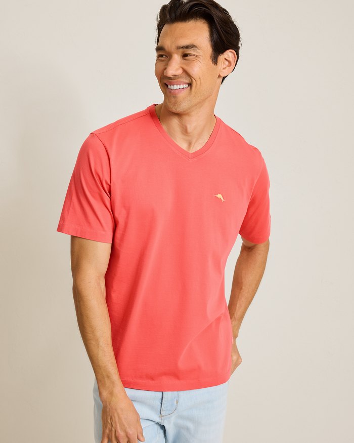 Tommy Bahama Men's New Bali Skyline V-Neck T-Shirt - Dubarry Coral