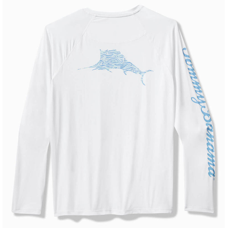 Tommy Bahama Men's IslandZone Chill Time Surf Crew Long Sleeve Rash Guard T-Shirt - White