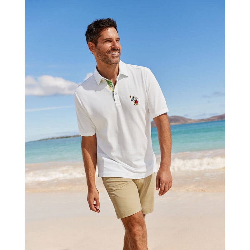 Tommy Bahama Big & Tall Islandzone Disney Postcard To Paradise Five Polo Shirt - Bright White