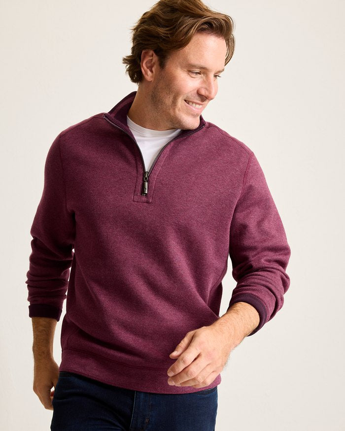 Tommy Bahama New Flip Coast Half Zip Sweater - Rum Berry Heather