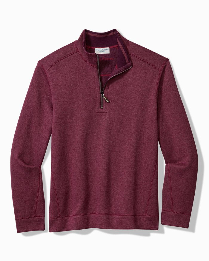 Tommy Bahama New Flip Coast Half Zip Sweater - Rum Berry Heather