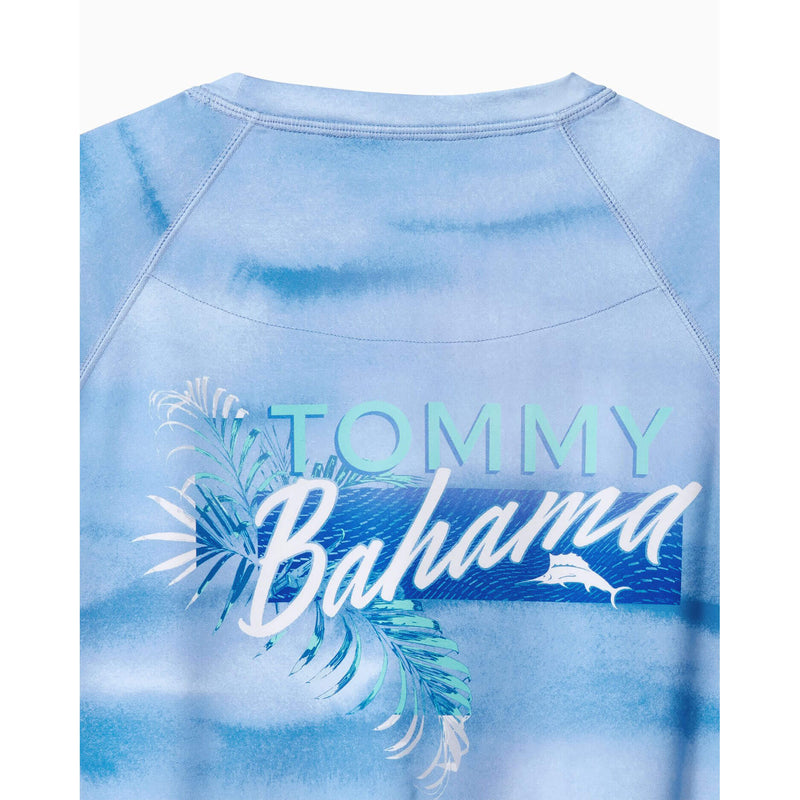 Tommy Bahama Malibu Fronds Crew Long Sleeve T-Shirt - Blue Canal