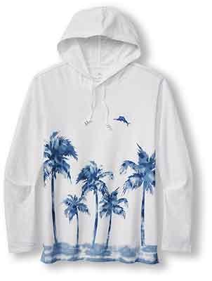 Tommy Bahama Palm Break Lux Hoodie Long Sleeve T-Shirt - White