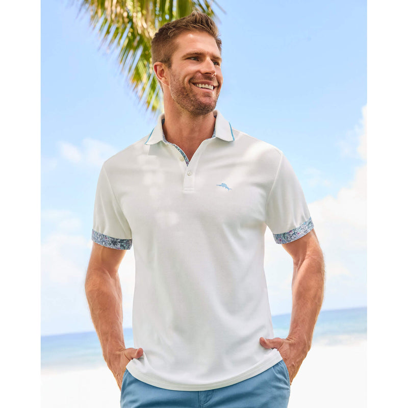 Tommy Bahama Men's IslandZone Azul Gardens Five O'Clock Polo Shirt - Bright White