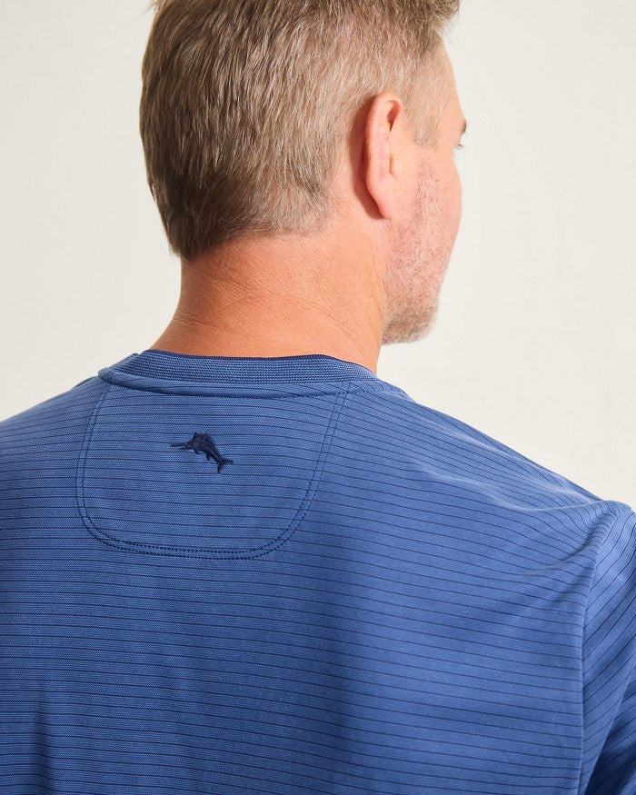 Tommy Bahama Men's IslandZone Bay Stripe V-Neck T-Shirt - Bering Blue
