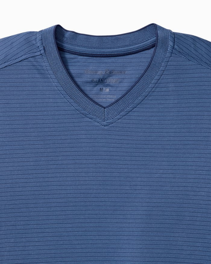 Tommy Bahama Men's IslandZone Bay Stripe V-Neck T-Shirt - Bering Blue