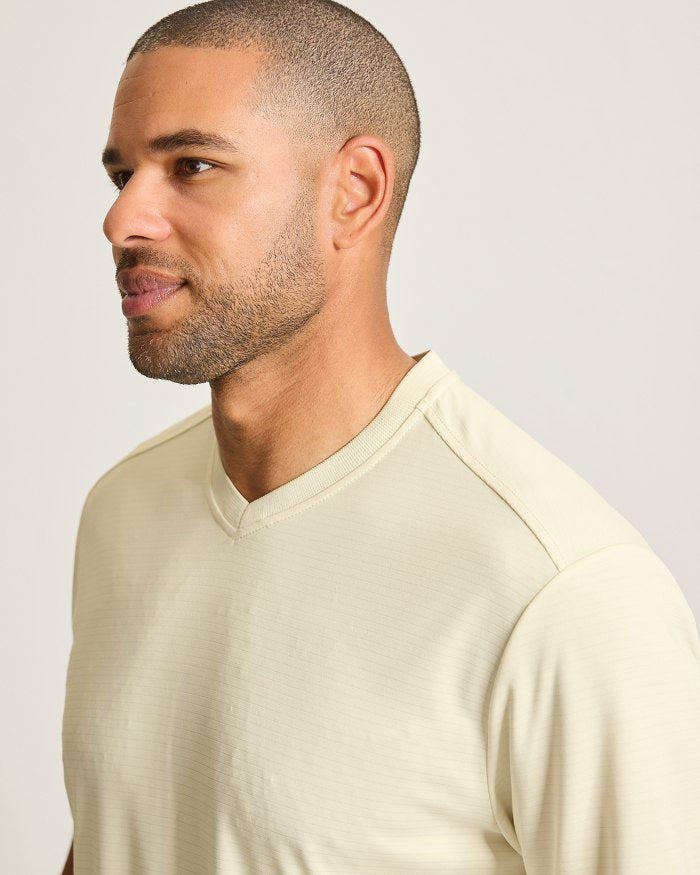 Tommy Bahama Men's IslandZone Bay Stripe V-Neck T-Shirt - Vanilla Ice