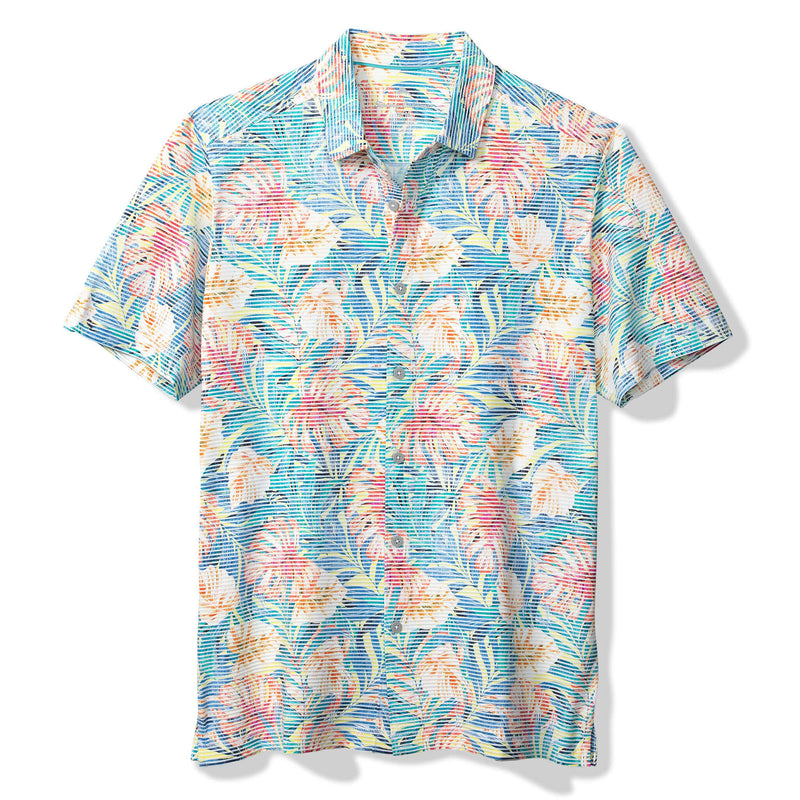 Tommy Bahama Men's IslandZone Costa Wave Positano Palms Camp Shirt - Lychee