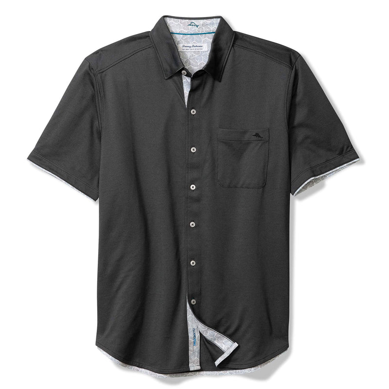 Tommy Bahama Men's San Lucio Tri Leaf Geo Happy Camp Shirt - Coal