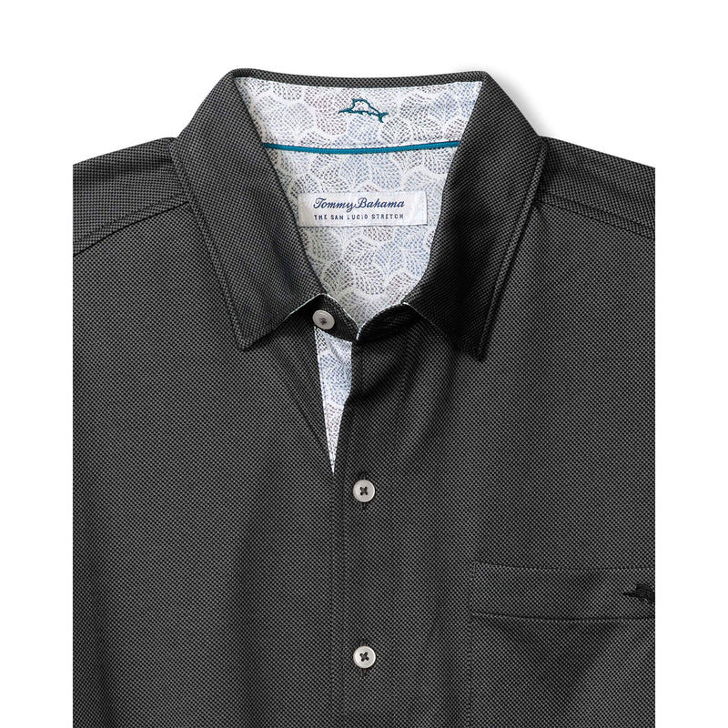 Tommy Bahama Men's San Lucio Tri Leaf Geo Happy Camp Shirt - Coal