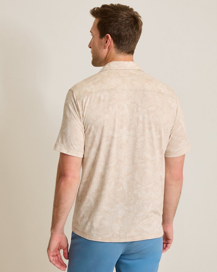 Tommy Bahama Men's IslandZone Vista Mar Leaf It To Me Camp Shirt - Khaki Sands