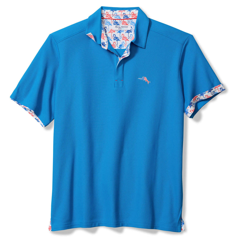 Tommy Bahama Men's IslandZone Flamingo Mingle Five O'Clock Polo Shirt - Download Blue