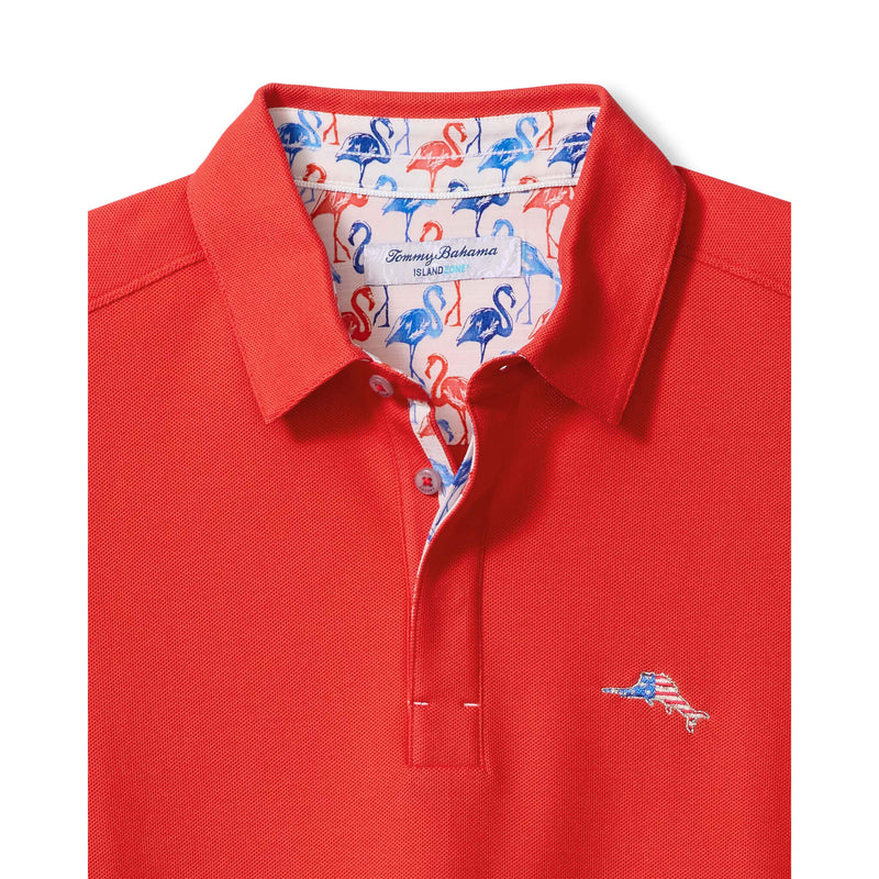 Tommy Bahama Men's IslandZone Flamingo Mingle Five O'Clock Polo Shirt - Poppy Red