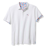 Tommy Bahama Men's IslandZone Flamingo Mingle Five O'Clock Polo Shirt - Bright White