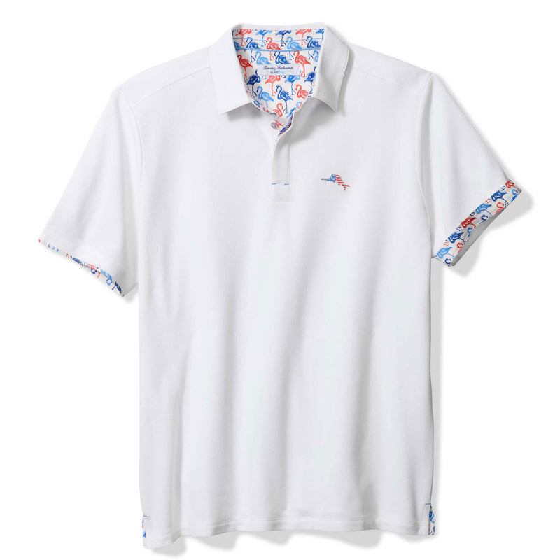 Tommy Bahama Men's IslandZone Flamingo Mingle Five O'Clock Polo Shirt - Bright White