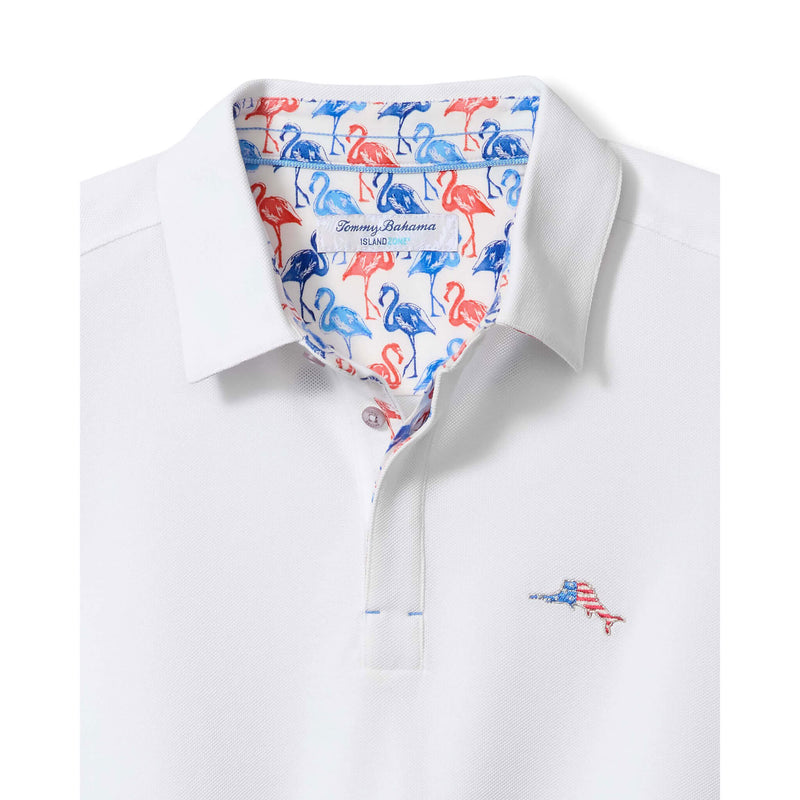 Tommy Bahama Men's IslandZone Flamingo Mingle Five O'Clock Polo Shirt - Bright White