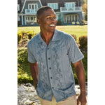 Tommy Bahama Men's Palm Fresco Beach Border Camp Shirt - Steel