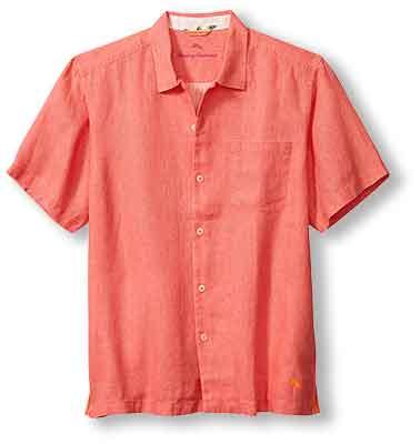 Tommy Bahama Sea Glass Linen Short Sleeve Camp Shirt - Dubarry Coral