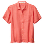 Tommy Bahama Sea Glass Linen Short Sleeve Camp Shirt - Dubarry Coral