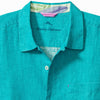 Tommy Bahama Sea Glass Linen Short Sleeve Camp Shirt - Riviera Azure