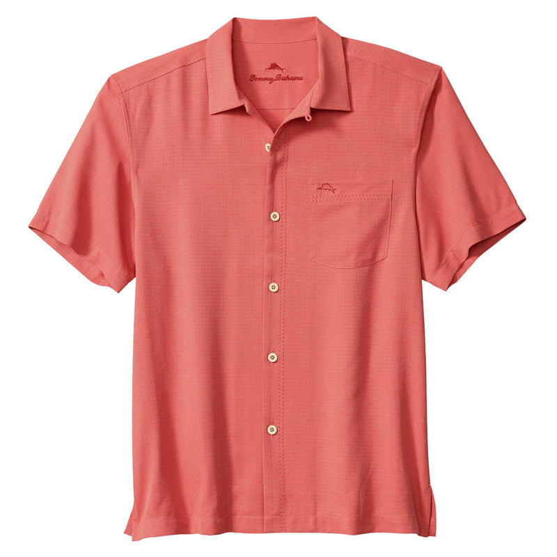 Tommy Bahama Men's IslandZone Coastal Breeze Check Camp Shirt - Red Ginger