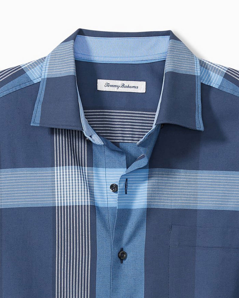 Tommy Bahama Lazlo Lux Grande Plaid Sport Shirt - Mountain Bluebell