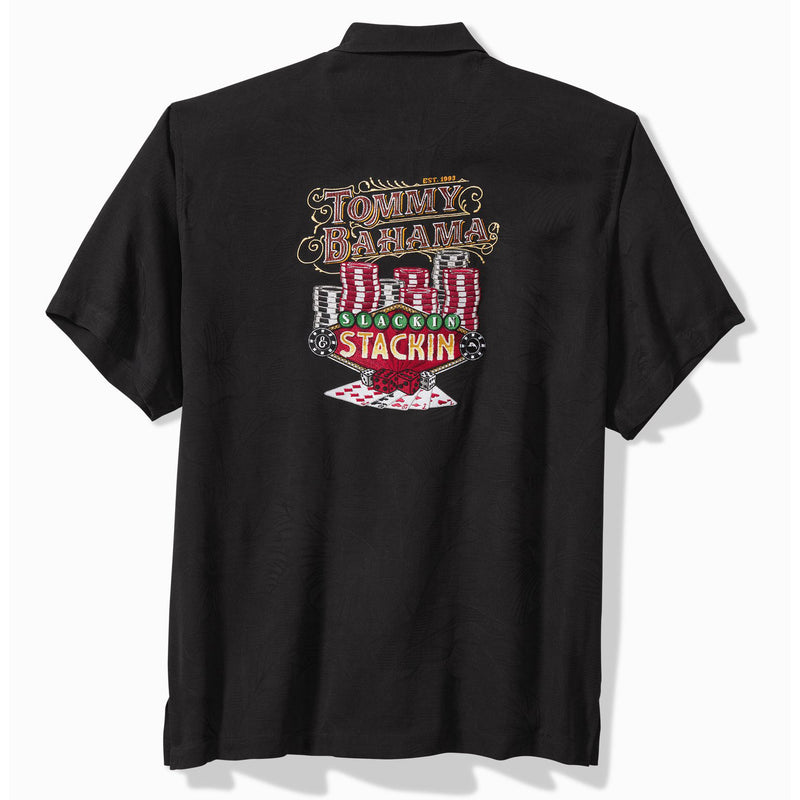 TBLV Tommy Bahama Mens Original Sample Slackin And Stackin Camp Shirt - Black