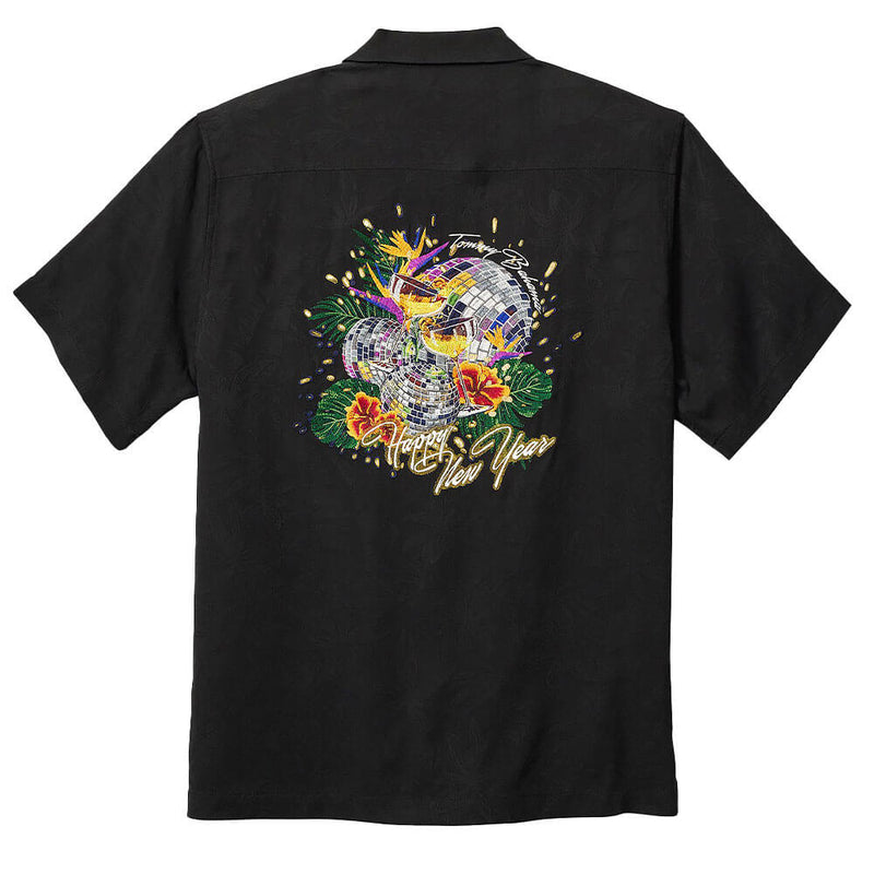 TBLV Tommy Bahama Mens Original Sample New Year Disco Camp Shirt - Black