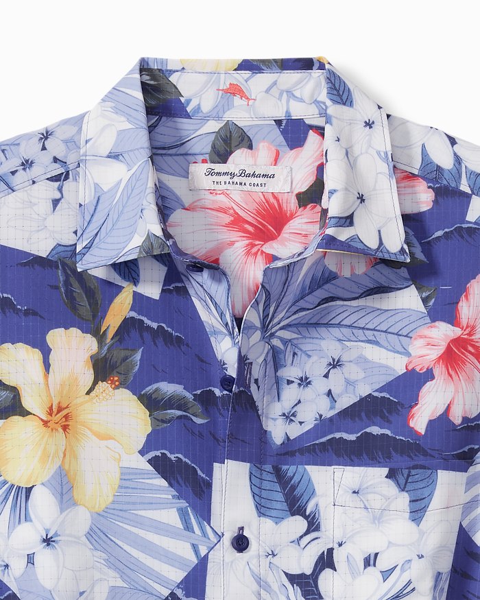 Tommy Bahama Islandzone Bahama Coast Coastal Collage Camp Shirt - Deep Ultramarine