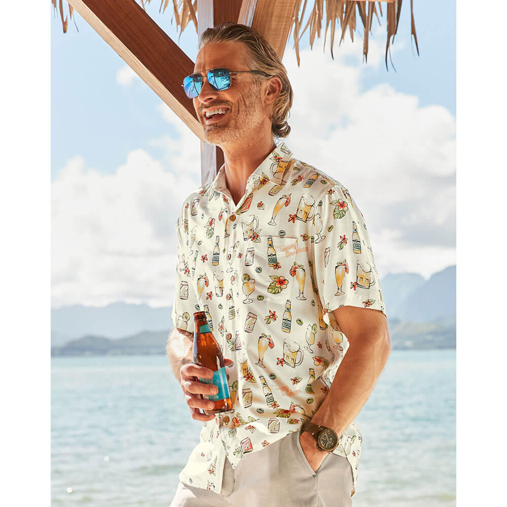 【 Bahama】オープンカラー 総柄シルクシャツ A-3813 Tommy Bahama シルク オープンカラー アロハ ボックス 開襟