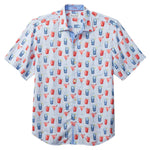 Tommy Bahama Coconut Point Red White Cheers Camp Shirt - Chambray Blue