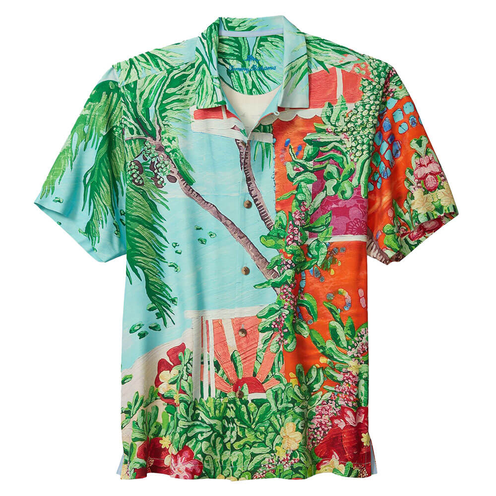 Tommy Bahama Artist Series 2020 Island Zone deals Silk Blend Blue Fish Bay Camp Shirt