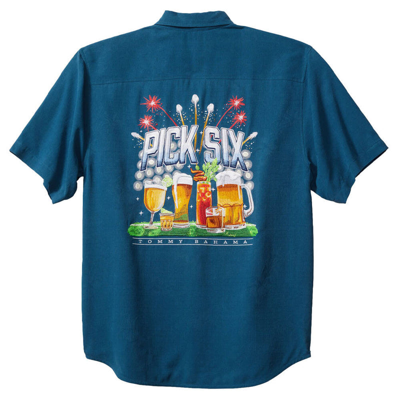 TBLV Tommy Bahama Mens Original Sample Pick Six Camp Shirt - Dark Coba ...