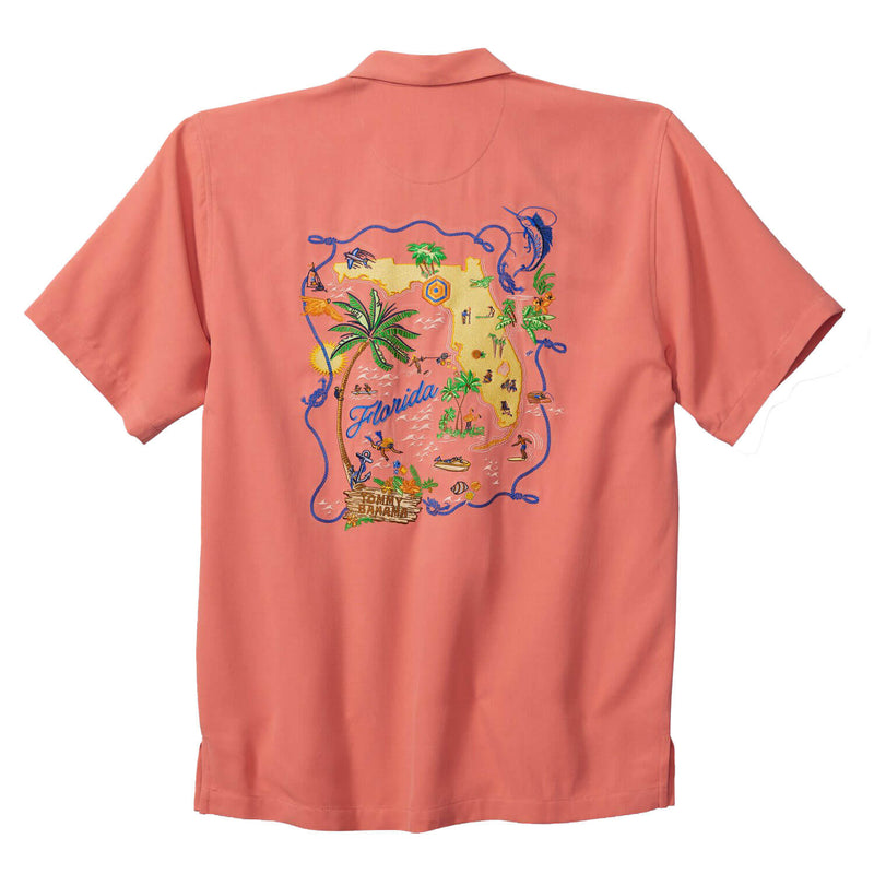 TBLV Tommy Bahama Mens Original Sample Florida Camp Shirt - Coral Haze