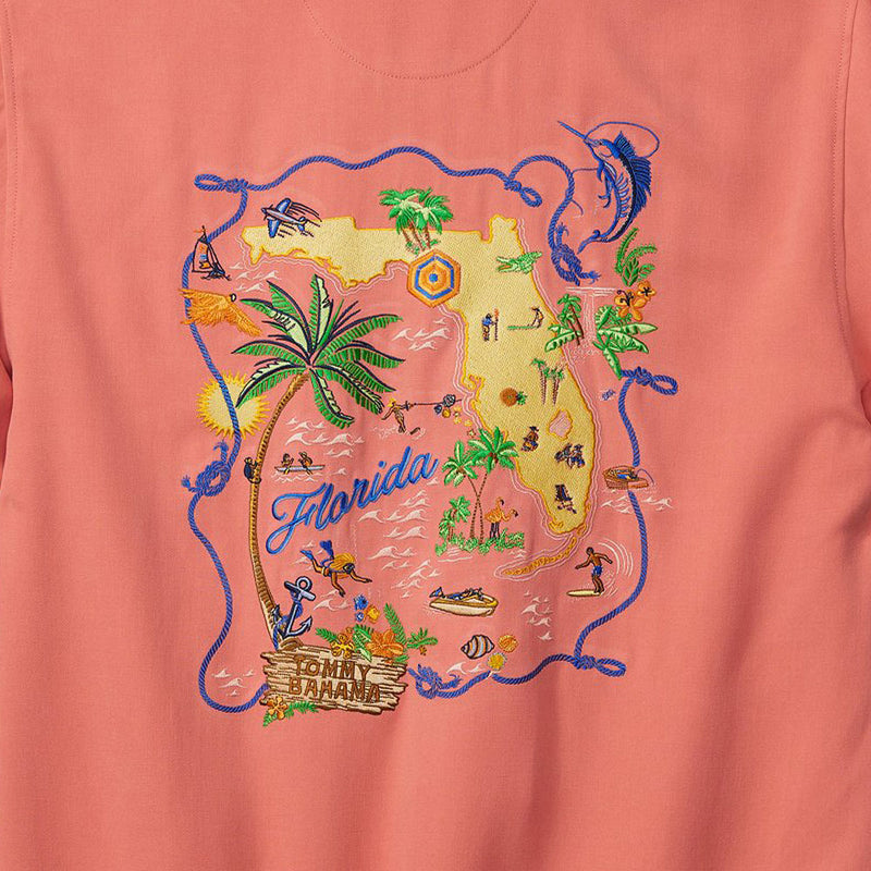 TBLV Tommy Bahama Mens Original Sample Florida Camp Shirt - Coral Haze