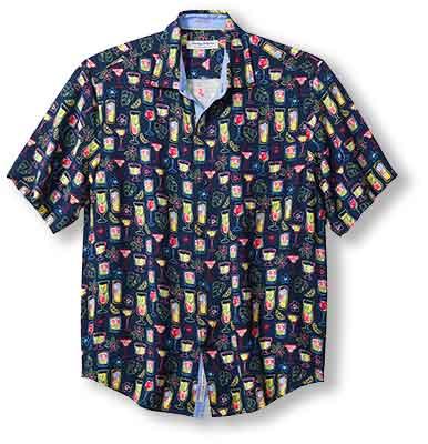 Tommy Bahama Veracruz Cay Electric Cocktails Camp Shirt - Horizon Blue