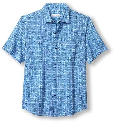 Tommy Bahama IslandZone Bahama IslandZone Coast Cozumel Tiles Camp Shirt - Dew Drop