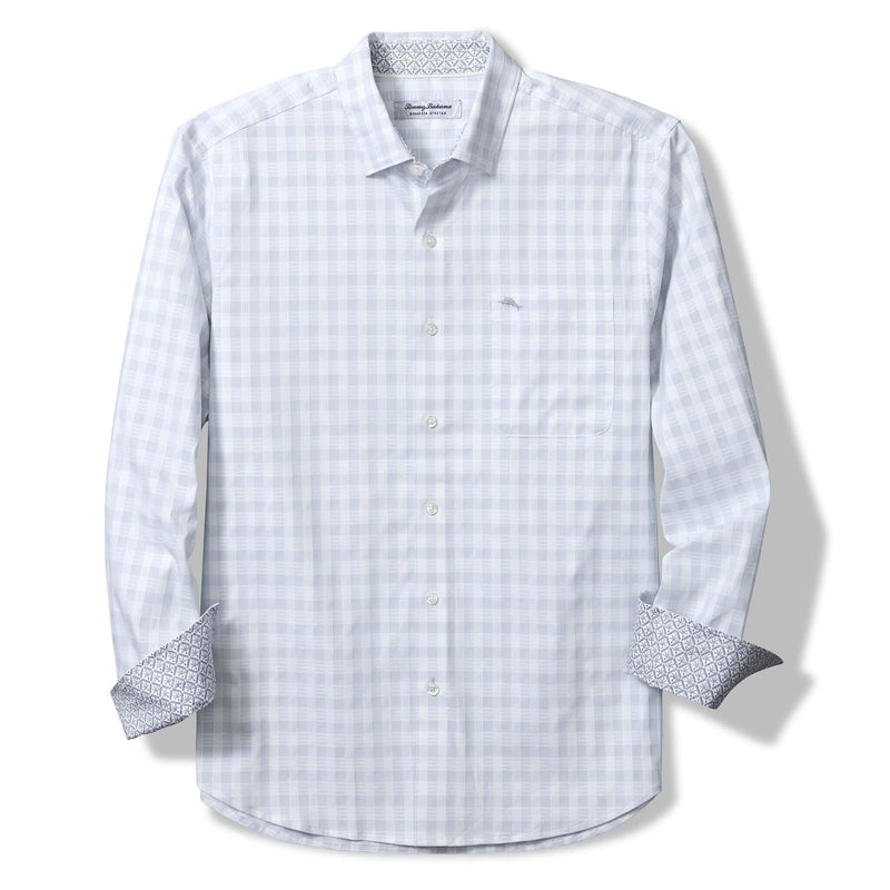 Tommy Bahama Men's IslandZone Sarasota Stretch Nuevo Check Sport Shirt - Fog Grey