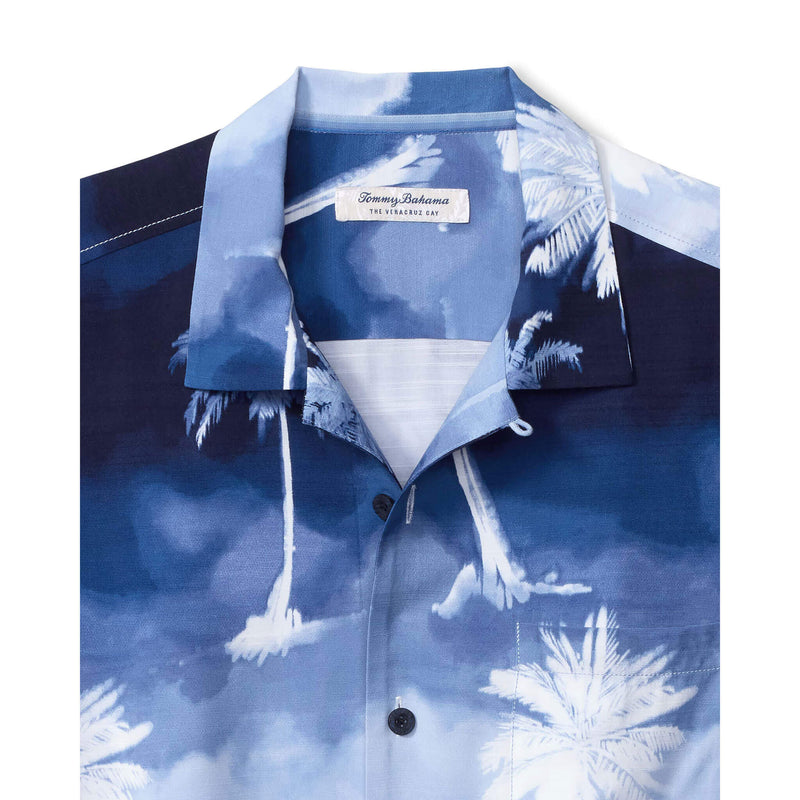 Tommy Bahama Men's Bahama Coast Palm Showers Camp Shirt - Glacier Blue